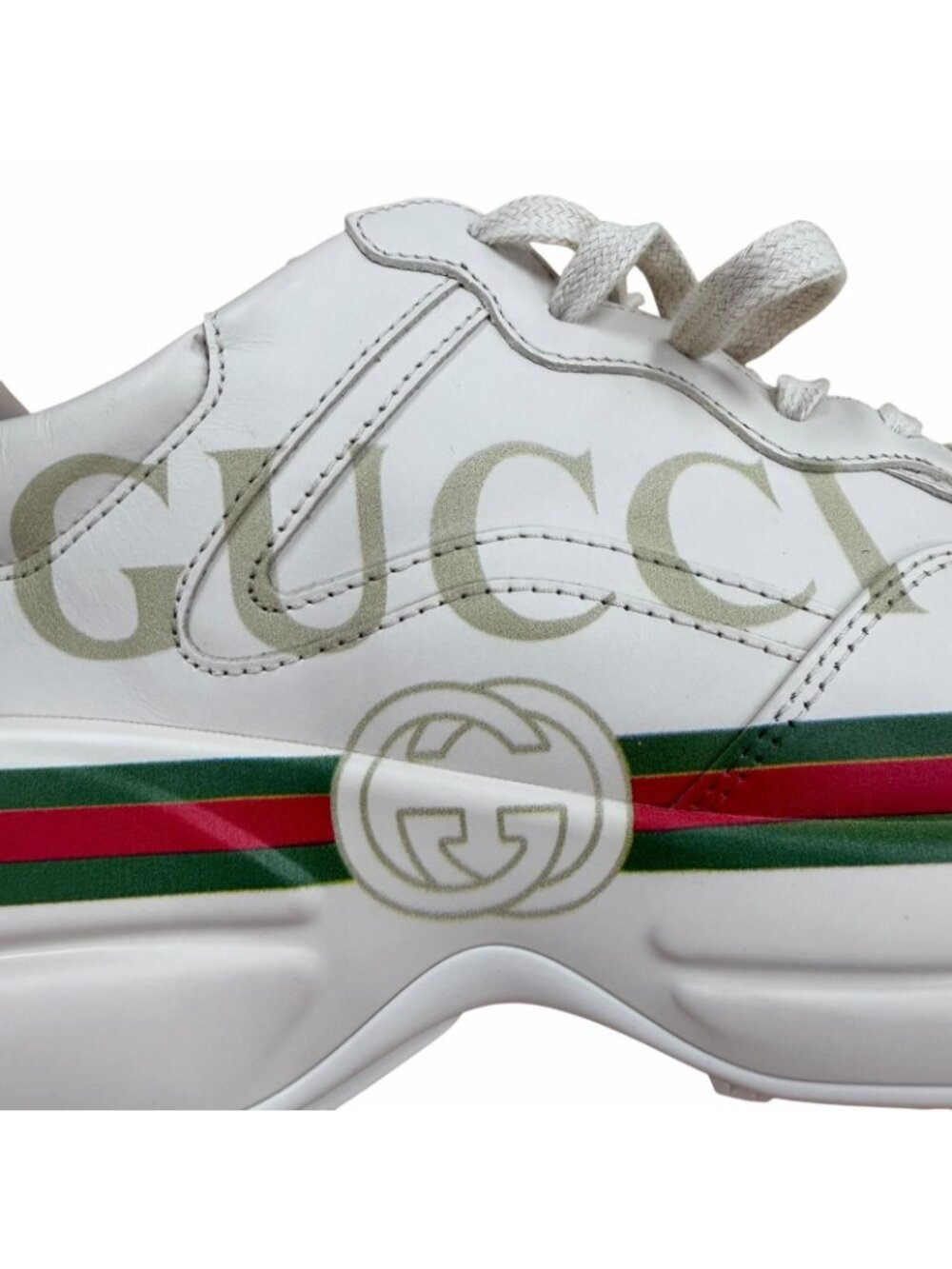 Gucci Sherry Line Leather Ryton Interlocking Sneakers Beige 6.5 - Picture 8 of 13